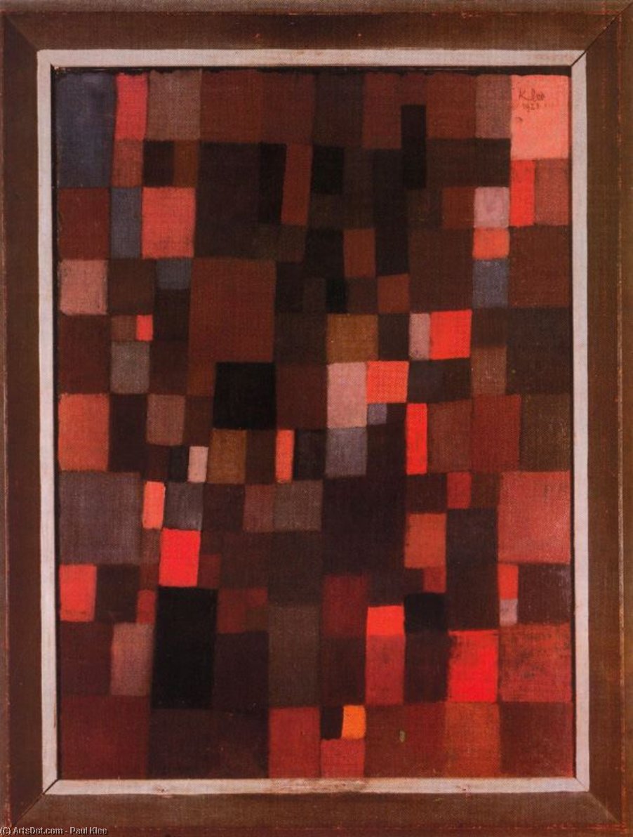 Wikioo.org – La Enciclopedia de las Bellas Artes - Pintura, Obras de arte de Paul Klee - Armonía de cuadrados en rojo , amarillo , azul , blanco y negro