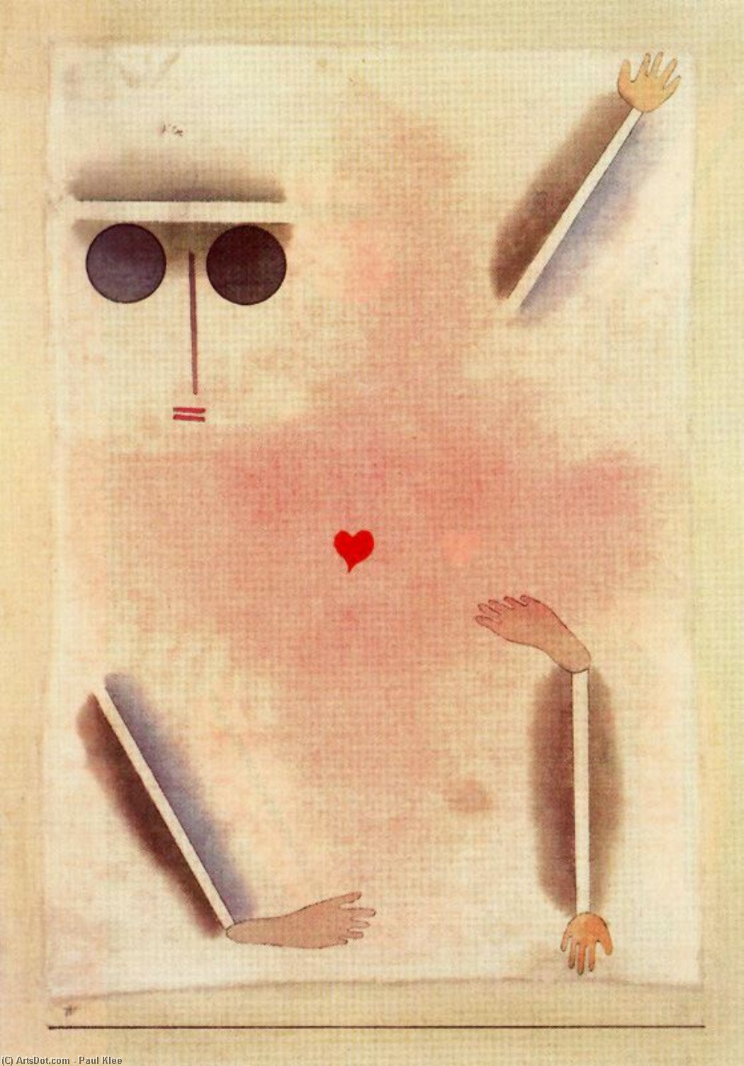Wikioo.org - The Encyclopedia of Fine Arts - Painting, Artwork by Paul Klee - Has a head, hand, foot and heart
