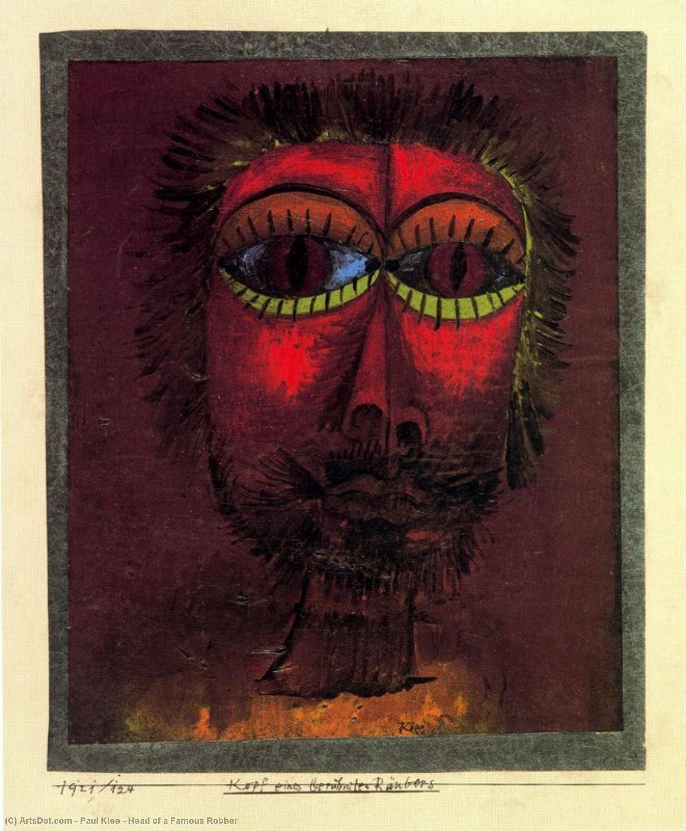 Wikioo.org – L'Enciclopedia delle Belle Arti - Pittura, Opere di Paul Klee - testa di un famoso  rapinatore