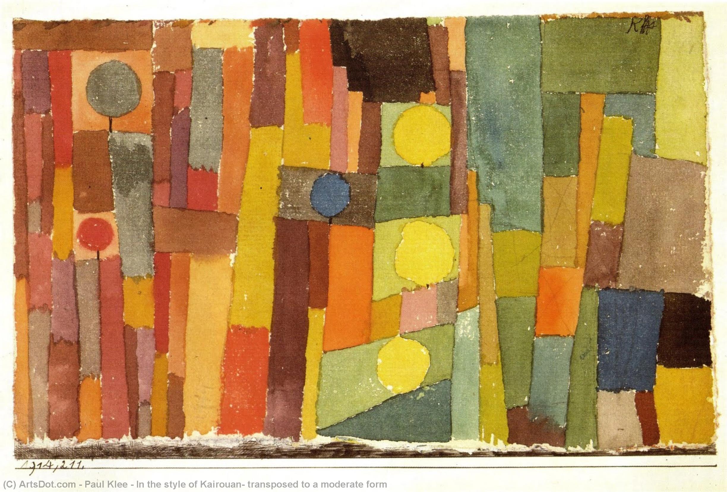 Wikoo.org - موسوعة الفنون الجميلة - اللوحة، العمل الفني Paul Klee - In the style of Kairouan, transposed to a moderate form