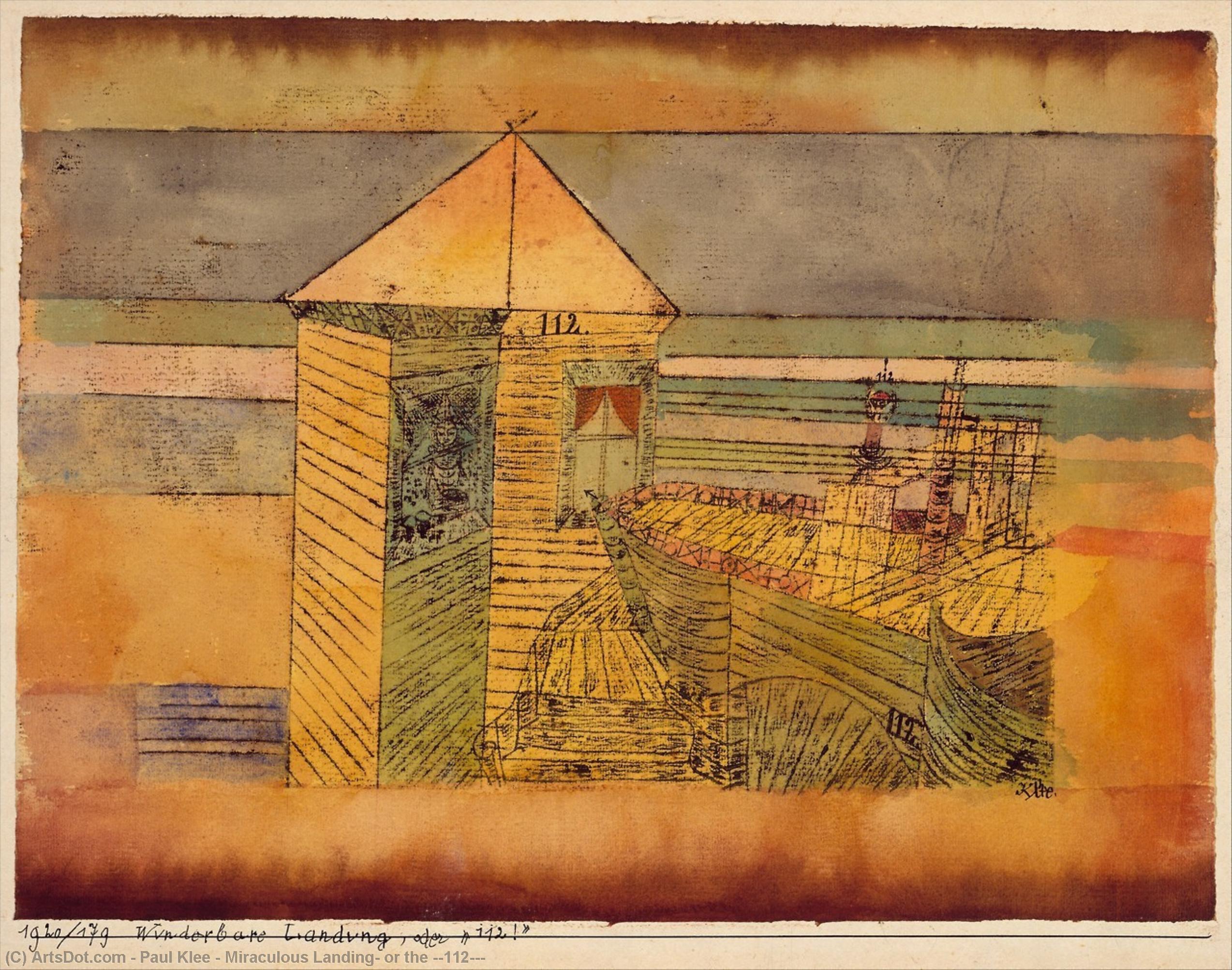 WikiOO.org - Encyclopedia of Fine Arts - Maalaus, taideteos Paul Klee - Miraculous Landing, or the ''112''!