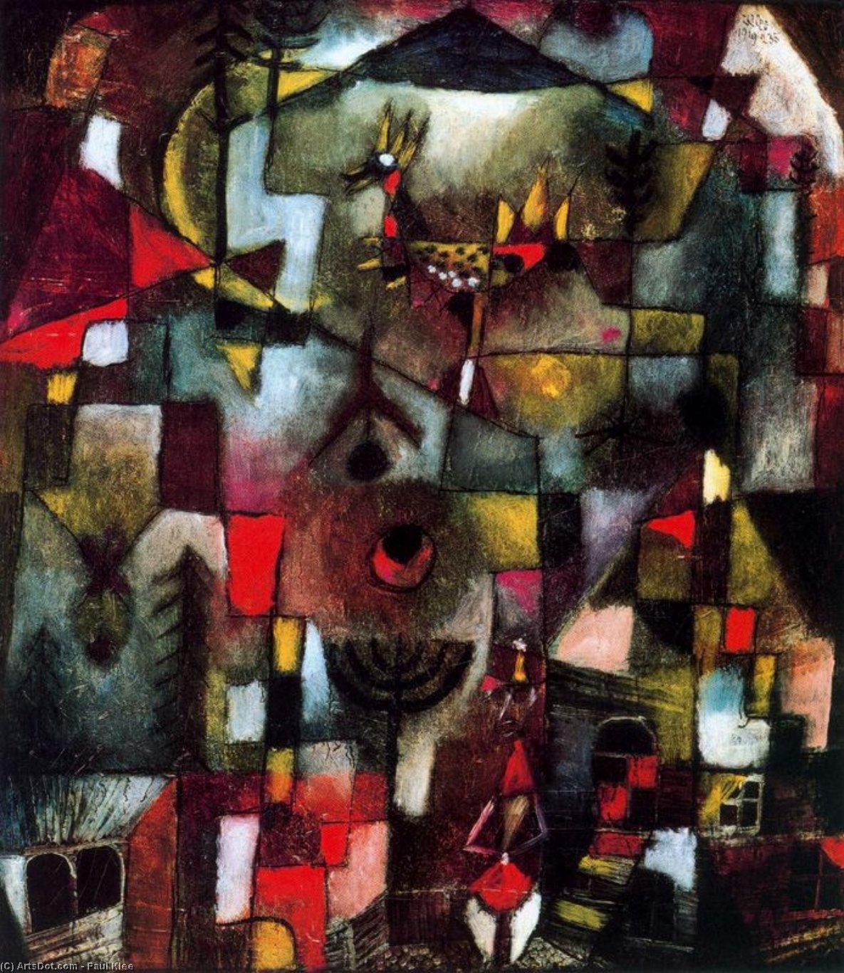 Wikioo.org - Bách khoa toàn thư về mỹ thuật - Vẽ tranh, Tác phẩm nghệ thuật Paul Klee - Picture with the Cock and Grenadier