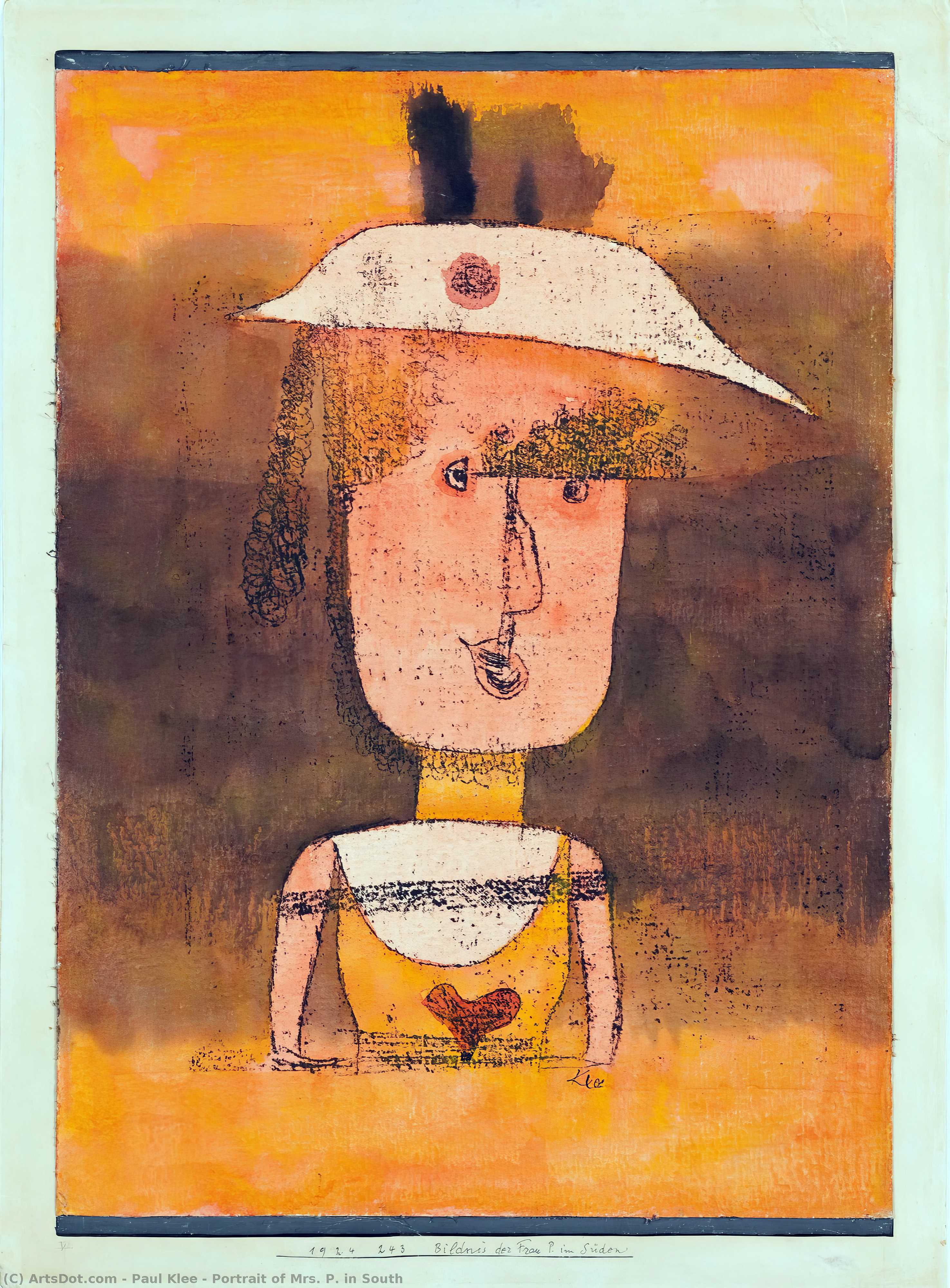 Wikioo.org - The Encyclopedia of Fine Arts - Painting, Artwork by Paul Klee - Portrait of Mrs. P. in South