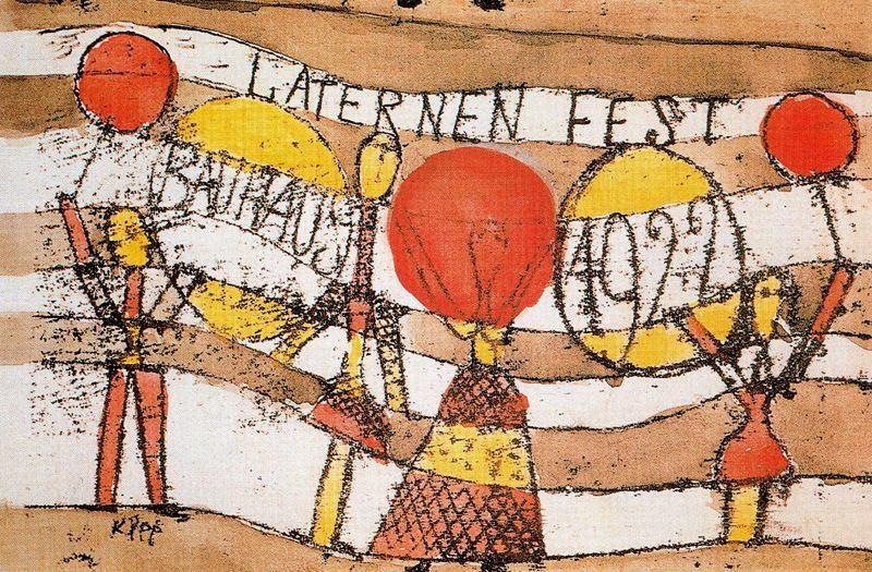 Wikioo.org - The Encyclopedia of Fine Arts - Painting, Artwork by Paul Klee - Postcard for the feast of lanterns Staatliches Bauhaus in Weimar