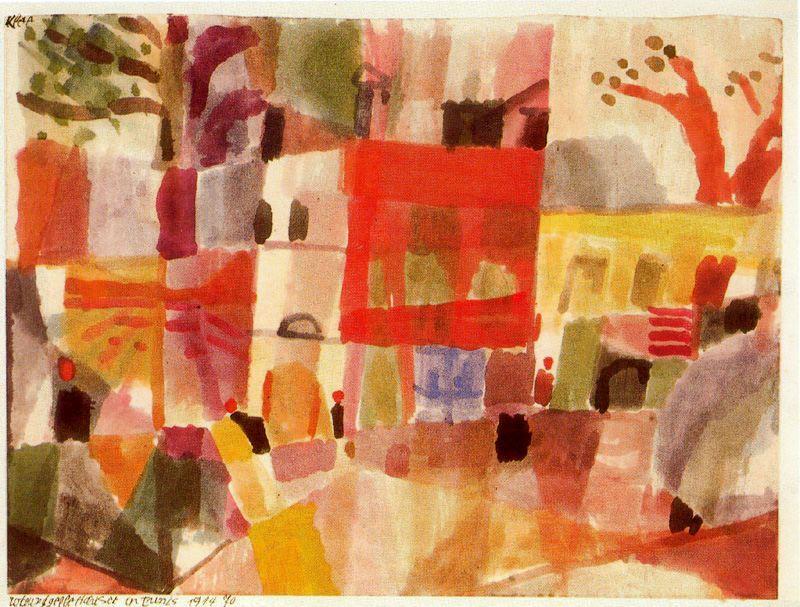 Wikioo.org - The Encyclopedia of Fine Arts - Painting, Artwork by Paul Klee - Red and Yellow Houses in Tunis