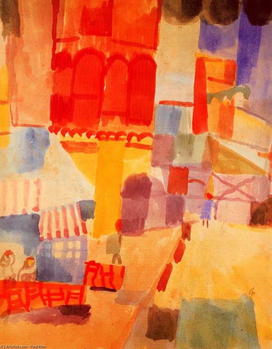Wikioo.org - The Encyclopedia of Fine Arts - Painting, Artwork by Paul Klee - The Halfaouine Square in Tunis