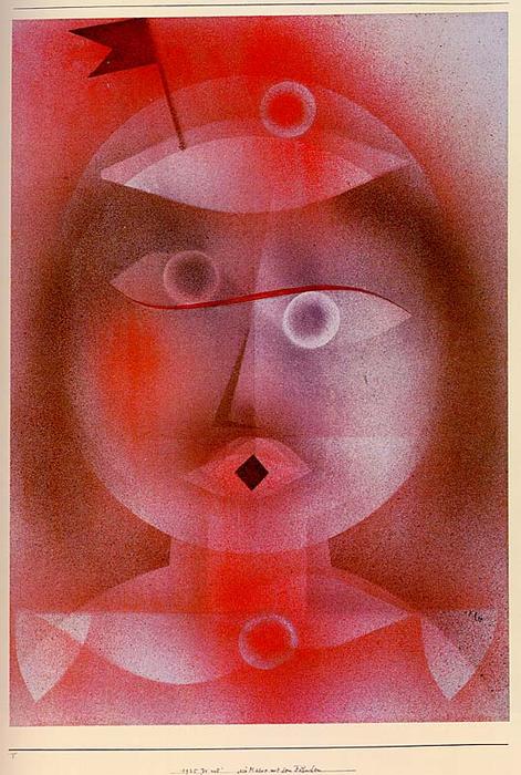 Wikioo.org - The Encyclopedia of Fine Arts - Painting, Artwork by Paul Klee - The Mask with the Little Flag