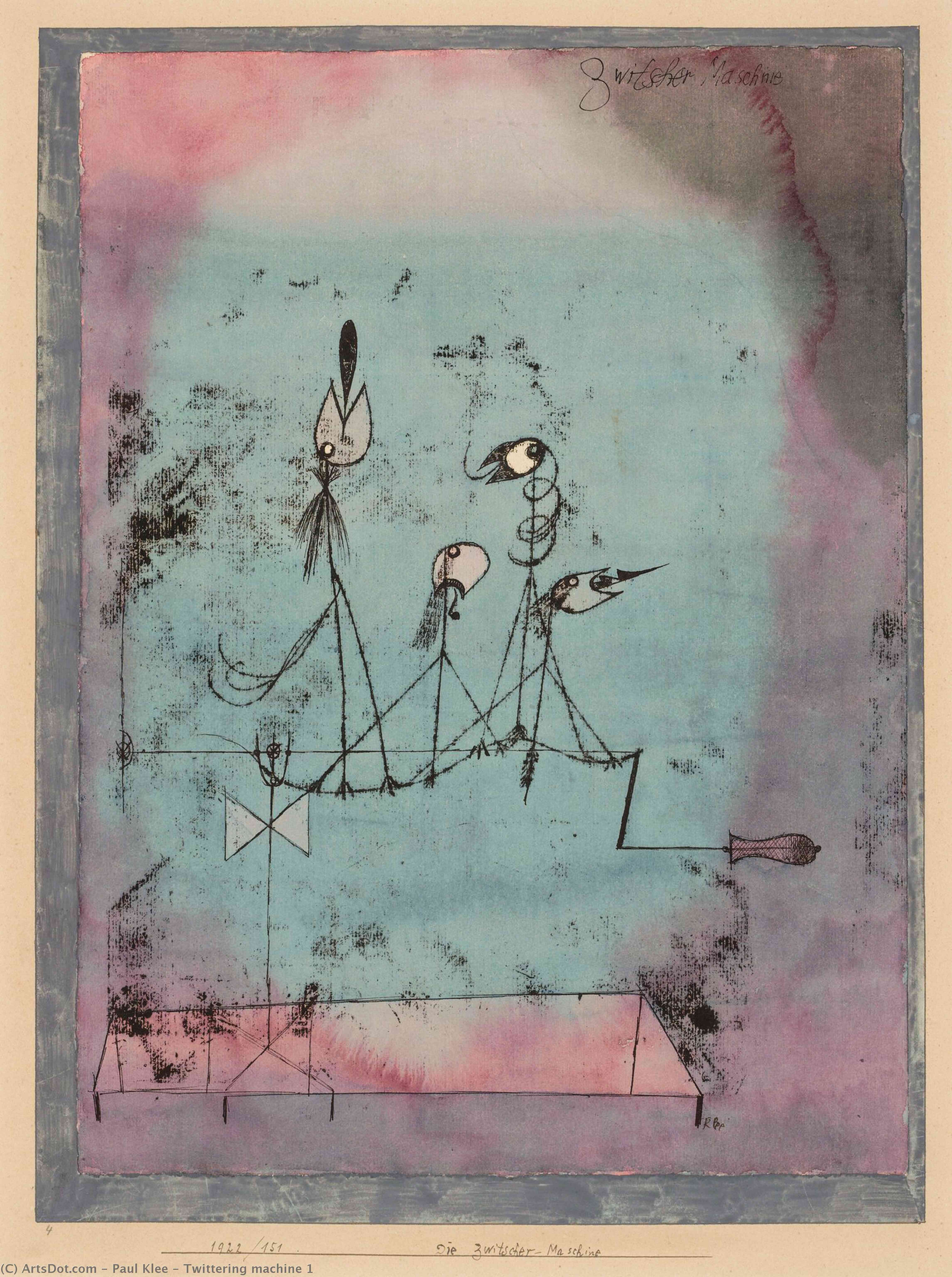 Wikioo.org - Bách khoa toàn thư về mỹ thuật - Vẽ tranh, Tác phẩm nghệ thuật Paul Klee - Twittering machine 1