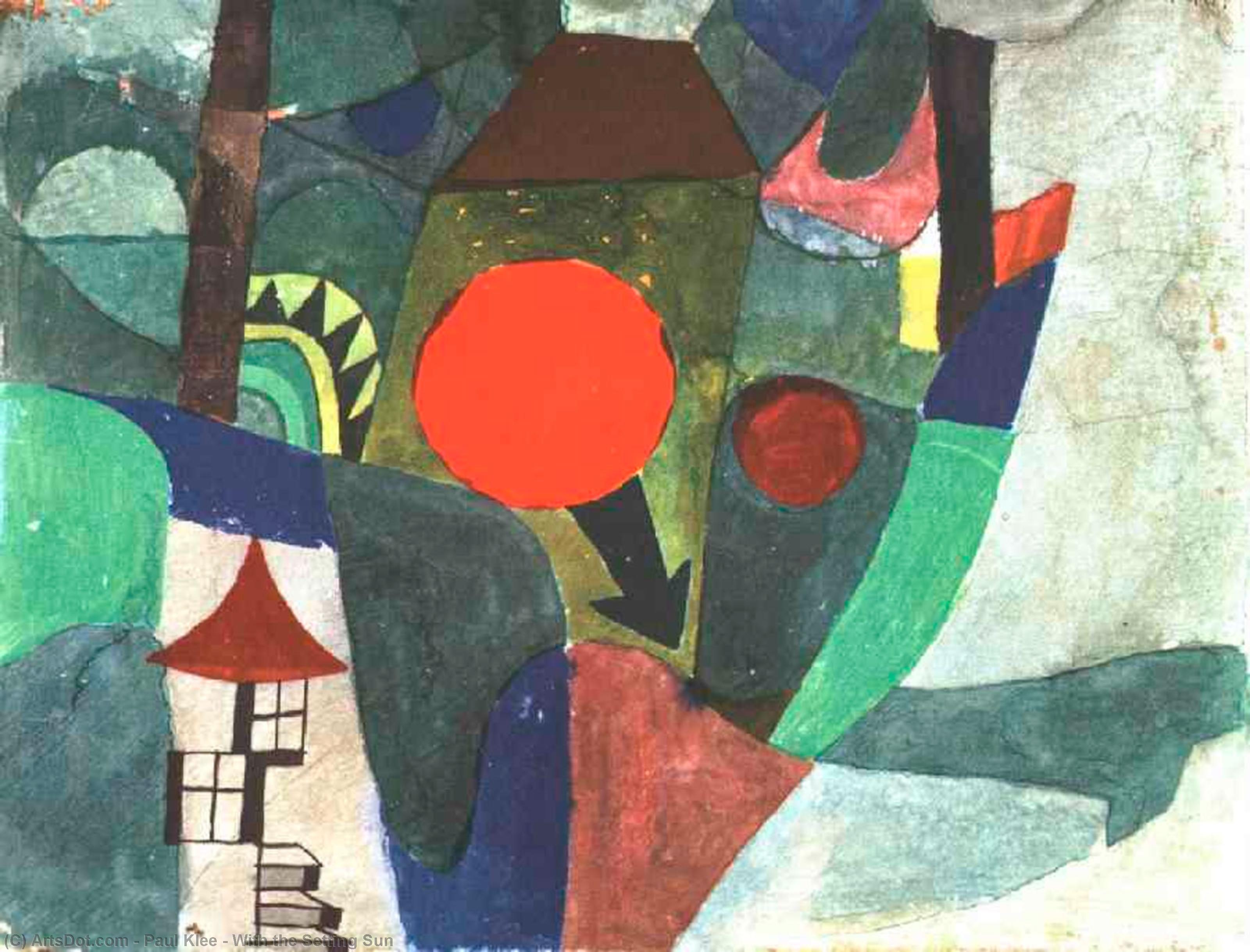 Wikoo.org - موسوعة الفنون الجميلة - اللوحة، العمل الفني Paul Klee - With the Setting Sun