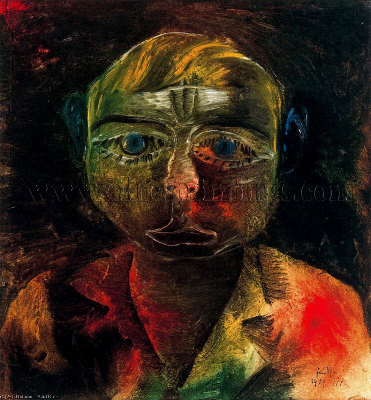 Wikoo.org - موسوعة الفنون الجميلة - اللوحة، العمل الفني Paul Klee - Young Proletarian
