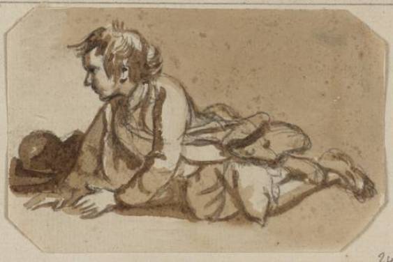 WikiOO.org - Encyclopedia of Fine Arts - Festés, Grafika Paul Sandby - A Boy Crawling on the Floor