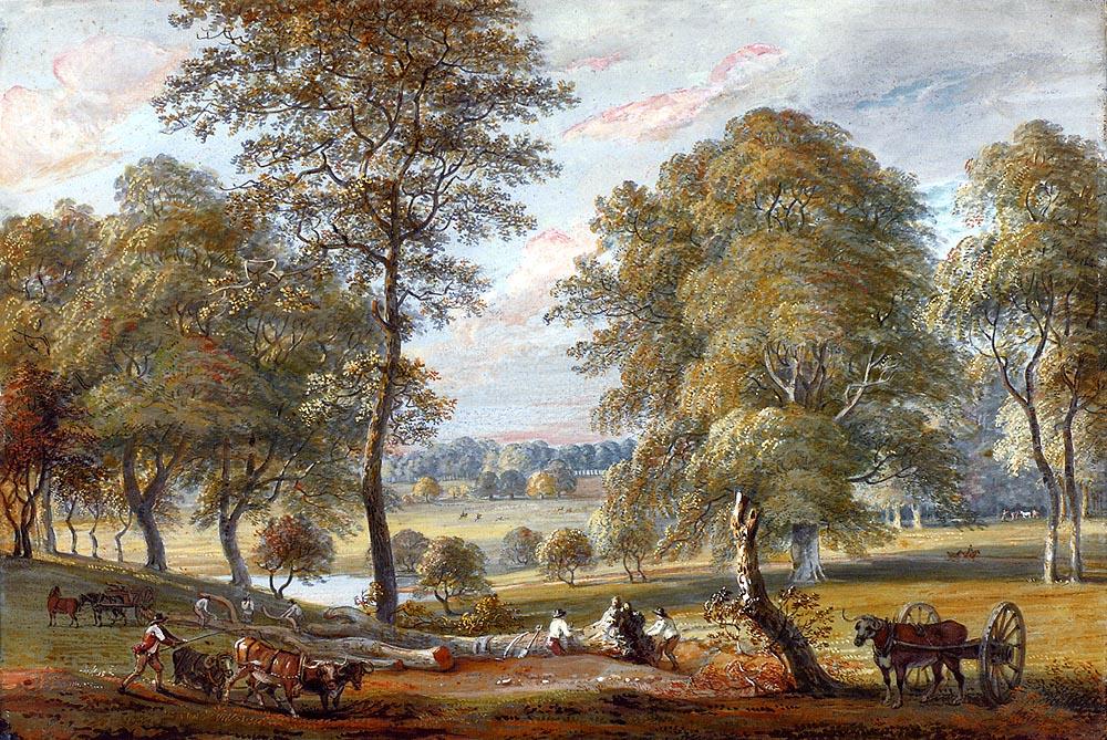 Wikioo.org - The Encyclopedia of Fine Arts - Painting, Artwork by Paul Sandby - Foresters In Windsor Great Park