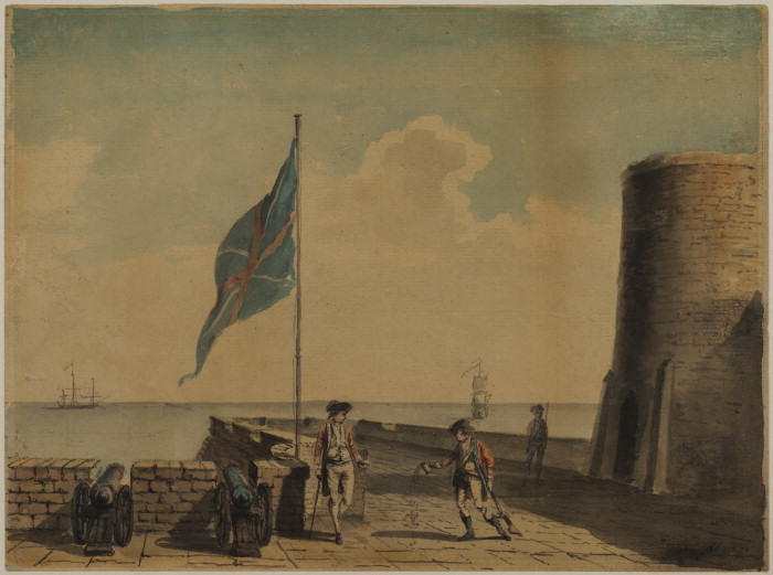 Wikioo.org - The Encyclopedia of Fine Arts - Painting, Artwork by Paul Sandby - Naval post with three soldiers