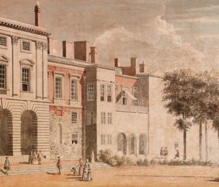Wikioo.org - The Encyclopedia of Fine Arts - Painting, Artwork by Paul Sandby - The garden front of Old Somerset House, London