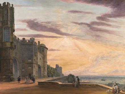 Wikioo.org - The Encyclopedia of Fine Arts - Painting, Artwork by Paul Sandby - The North Terrace of Windsor Castle looking west