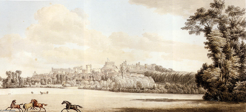 Wikioo.org - The Encyclopedia of Fine Arts - Painting, Artwork by Paul Sandby - View Of Windsor Castle And Part Of The Town From The Spital Hill