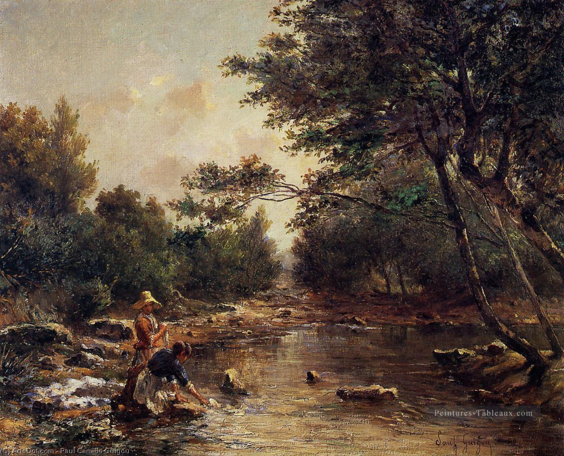 Wikioo.org - The Encyclopedia of Fine Arts - Painting, Artwork by Paul Camille Guigou - On the Banks of the River