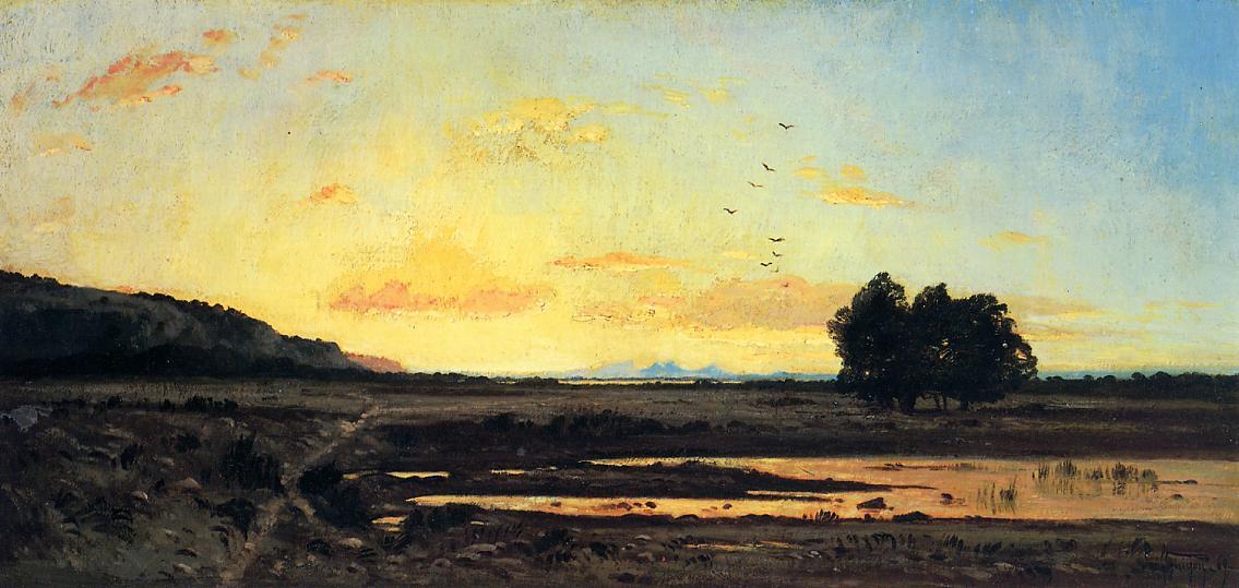 Wikioo.org - The Encyclopedia of Fine Arts - Painting, Artwork by Paul Camille Guigou - Rememberance of la Caru, Sunset
