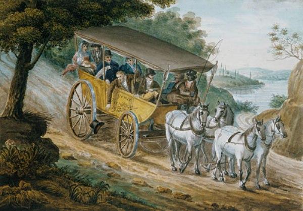 Wikioo.org - The Encyclopedia of Fine Arts - Painting, Artwork by Pavel Petrovich Svinin - Travel by Stagecoach Near Trenton, New Jersey
