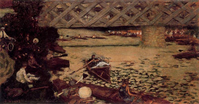 Wikioo.org - The Encyclopedia of Fine Arts - Painting, Artwork by Pierre Bonnard - Boating on the Seine, the bridge at Chatou