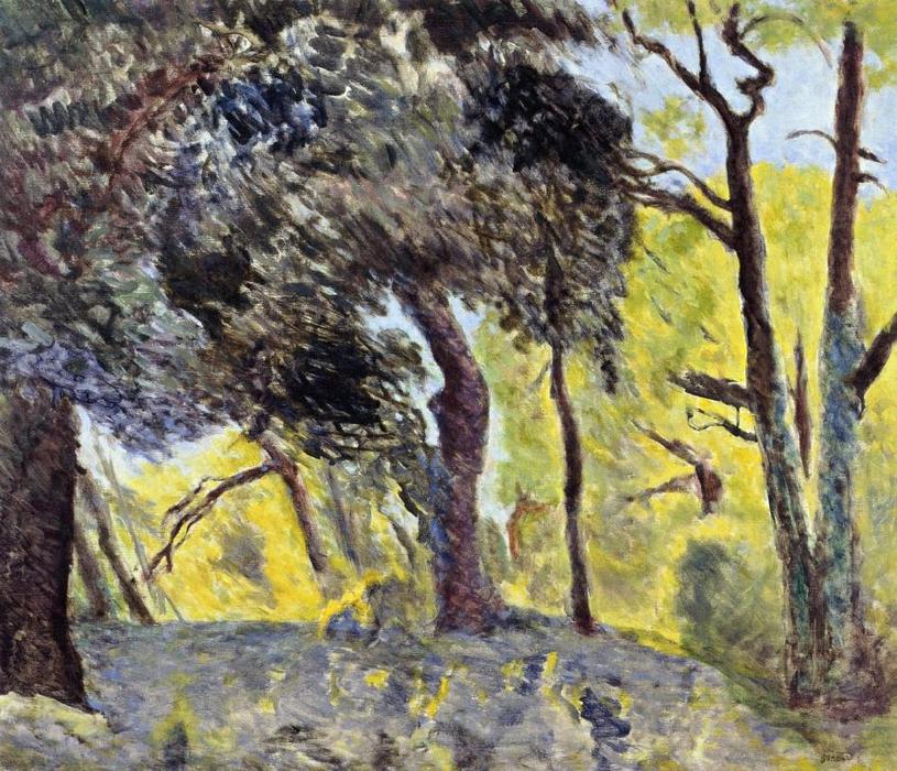 Wikoo.org - موسوعة الفنون الجميلة - اللوحة، العمل الفني Pierre Bonnard - In the Woods (study)