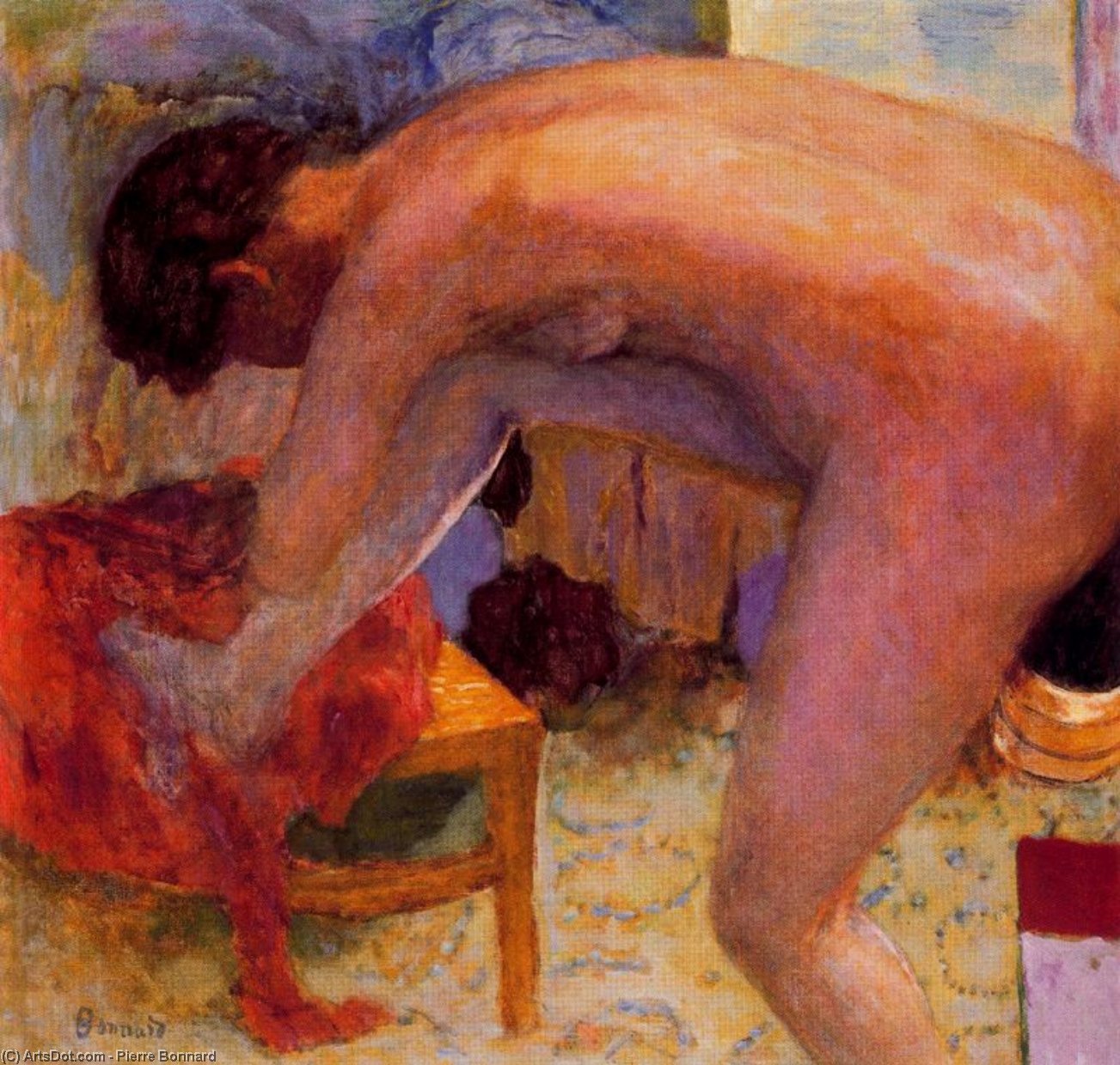 Wikioo.org - The Encyclopedia of Fine Arts - Painting, Artwork by Pierre Bonnard - Nude, right leg lifted