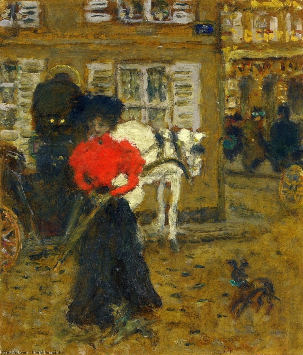 Wikioo.org – La Enciclopedia de las Bellas Artes - Pintura, Obras de arte de Pierre Bonnard - en el calle mujer  enestado  un  paraguas