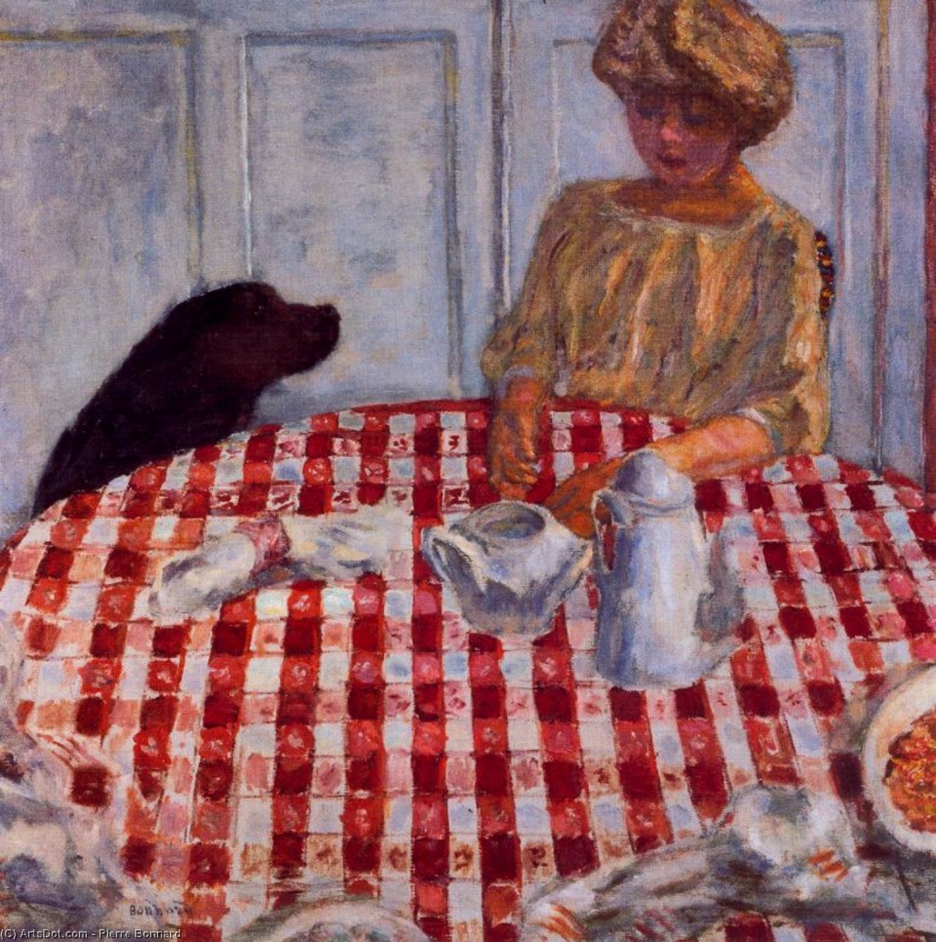 WikiOO.org - Encyclopedia of Fine Arts - Malba, Artwork Pierre Bonnard - The red-checked tablecloth