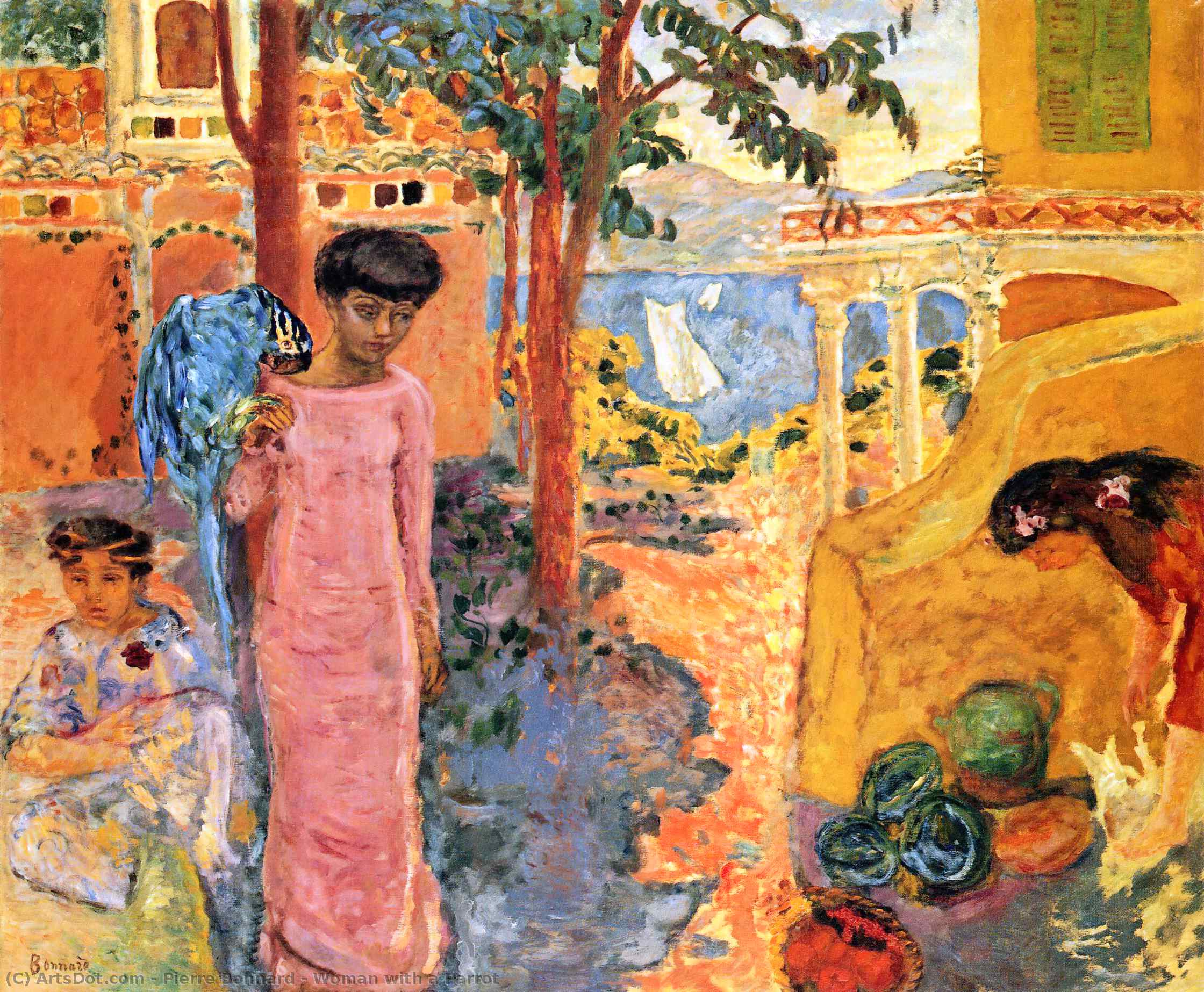 WikiOO.org - Encyclopedia of Fine Arts - Maalaus, taideteos Pierre Bonnard - Woman with a Parrot