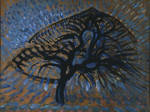 Wikioo.org – La Enciclopedia de las Bellas Artes - Pintura, Obras de arte de Piet Mondrian - Manzana tree Puntillista  Versión