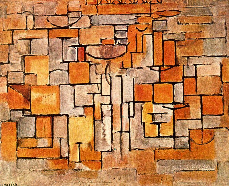 WikiOO.org - 百科事典 - 絵画、アートワーク Piet Mondrian - グレーとイエローで組成物