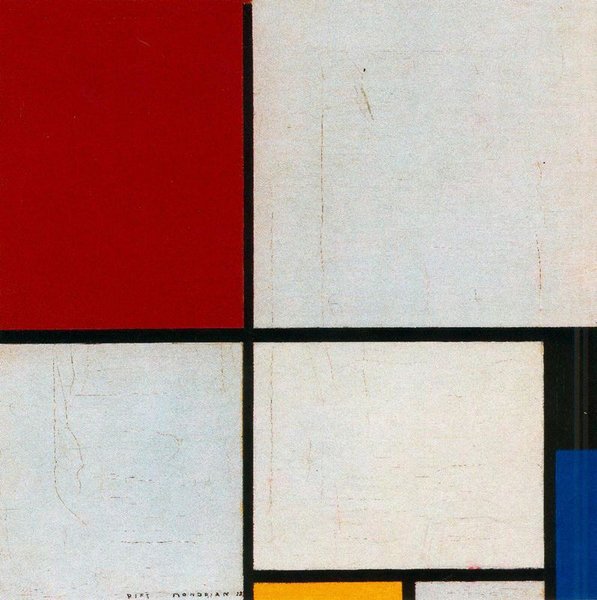 WikiOO.org - Енциклопедия за изящни изкуства - Живопис, Произведения на изкуството Piet Mondrian - Composition with Red, Yellow and Blue 1