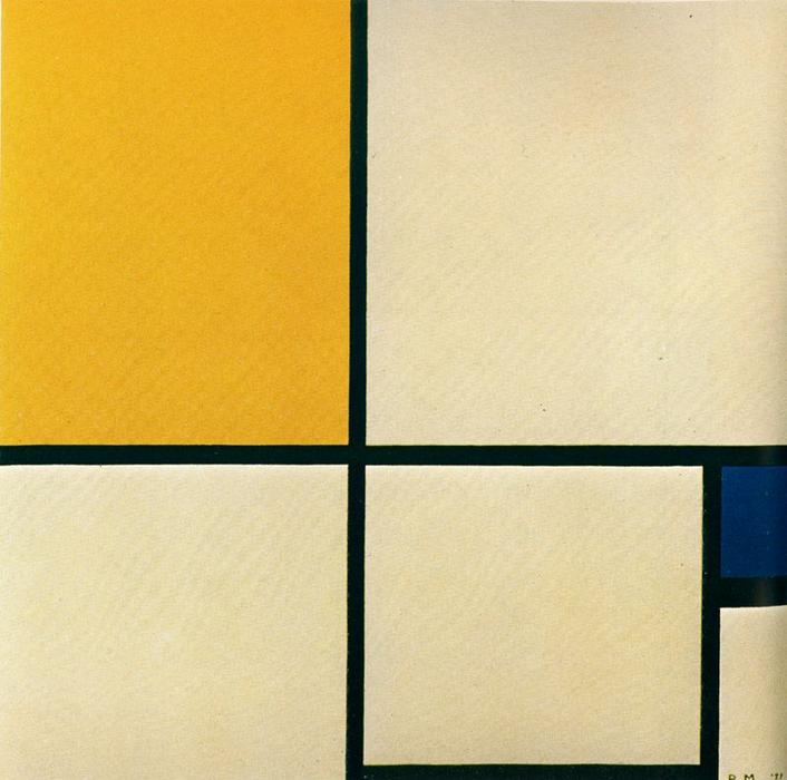 Wikioo.org – L'Enciclopedia delle Belle Arti - Pittura, Opere di Piet Mondrian - Composizione con giallo e blu