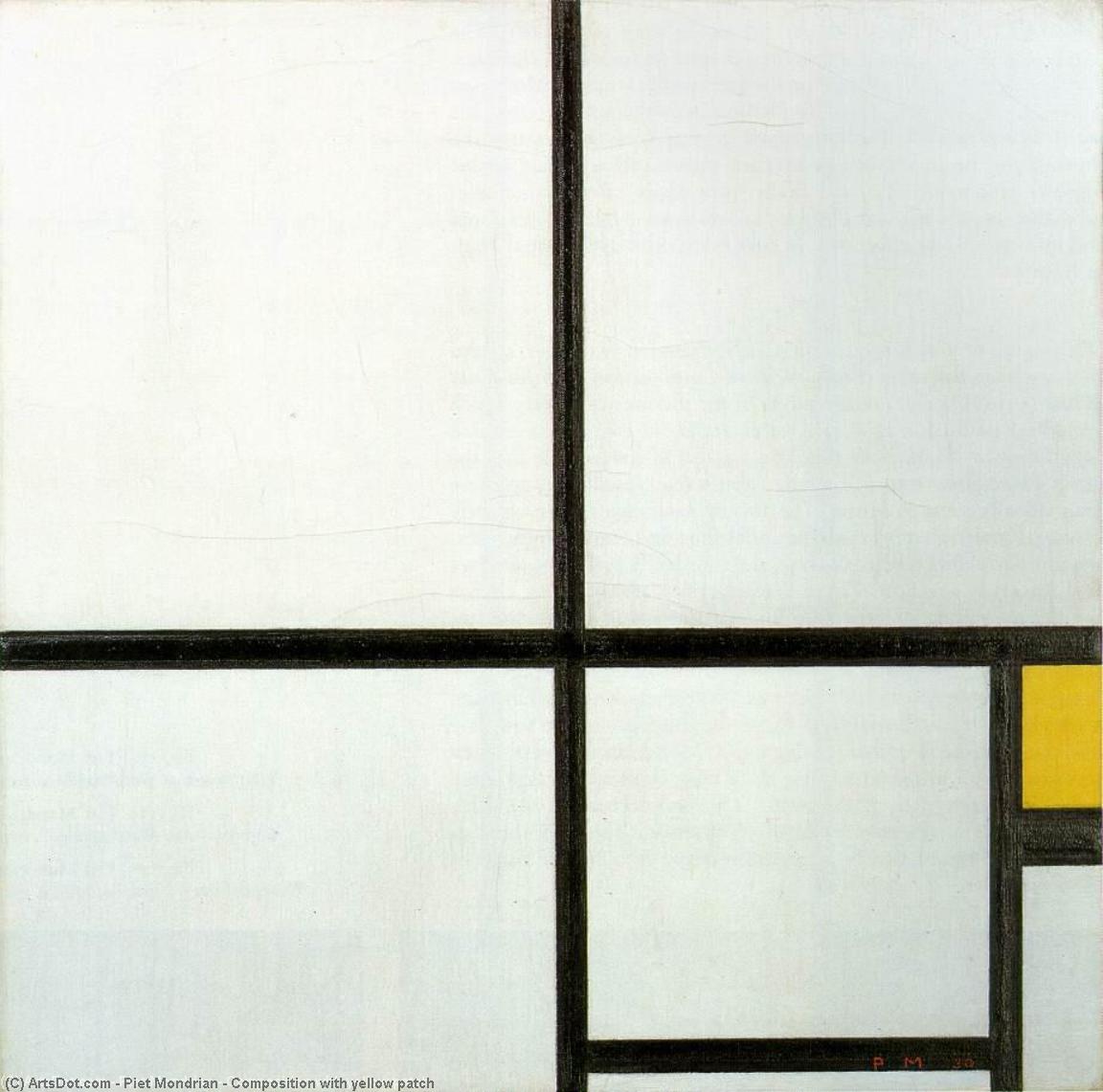 WikiOO.org - 百科事典 - 絵画、アートワーク Piet Mondrian - 黄色のパッチを有する組成物