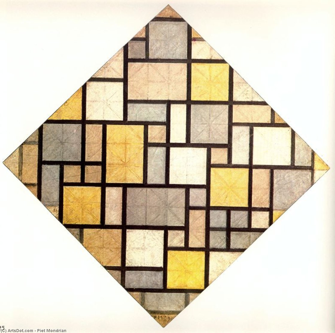 Wikioo.org - สารานุกรมวิจิตรศิลป์ - จิตรกรรม Piet Mondrian - Composition. Bright colors with gray lynx