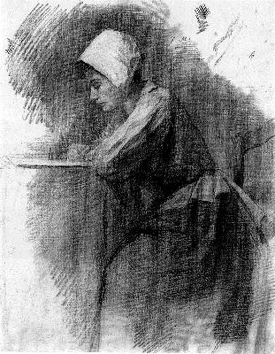 Wikioo.org - สารานุกรมวิจิตรศิลป์ - จิตรกรรม Piet Mondrian - Girl Writing