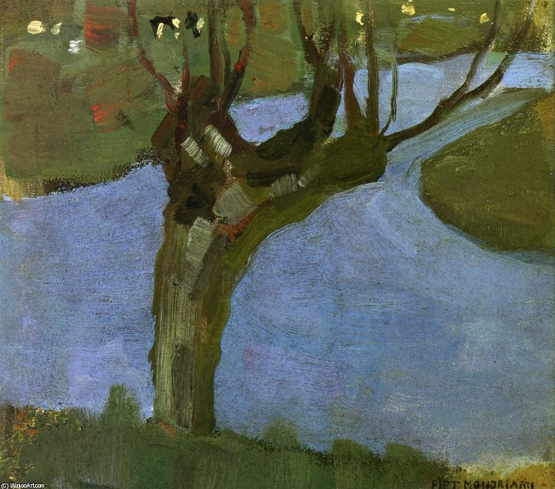 Wikioo.org - Bách khoa toàn thư về mỹ thuật - Vẽ tranh, Tác phẩm nghệ thuật Piet Mondrian - Irrigation Ditch with Mature Willow