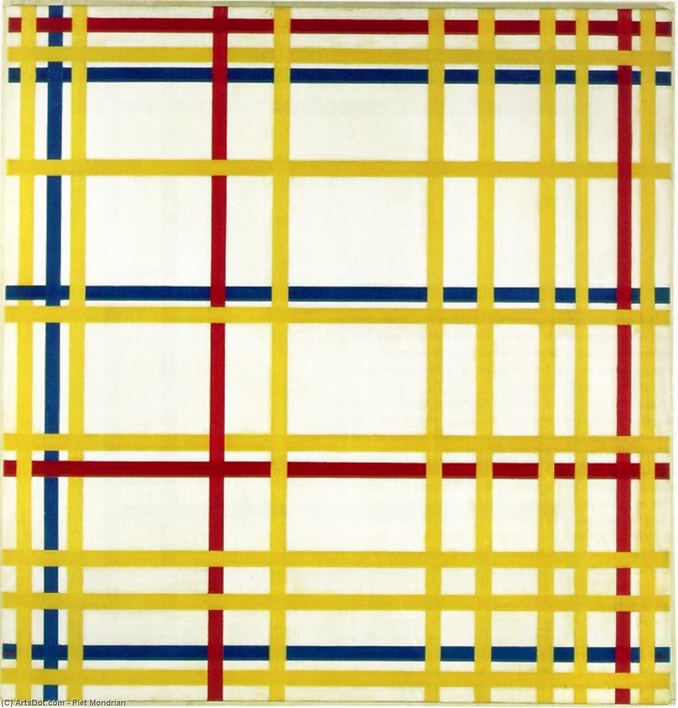 Wikoo.org - موسوعة الفنون الجميلة - اللوحة، العمل الفني Piet Mondrian - New York City I