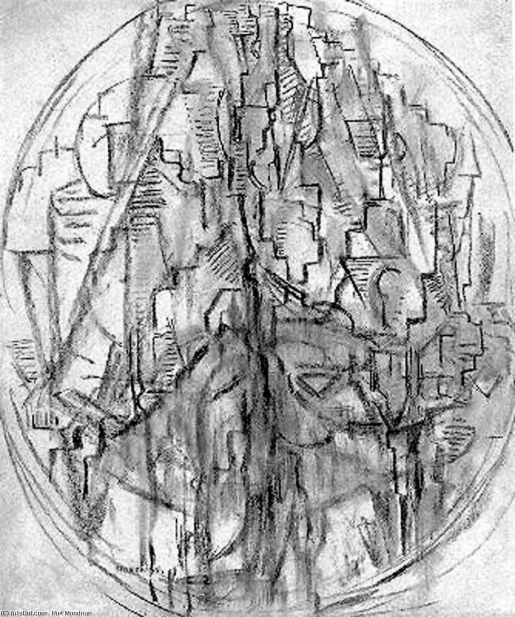 WikiOO.org - Güzel Sanatlar Ansiklopedisi - Resim, Resimler Piet Mondrian - Oval Composition
