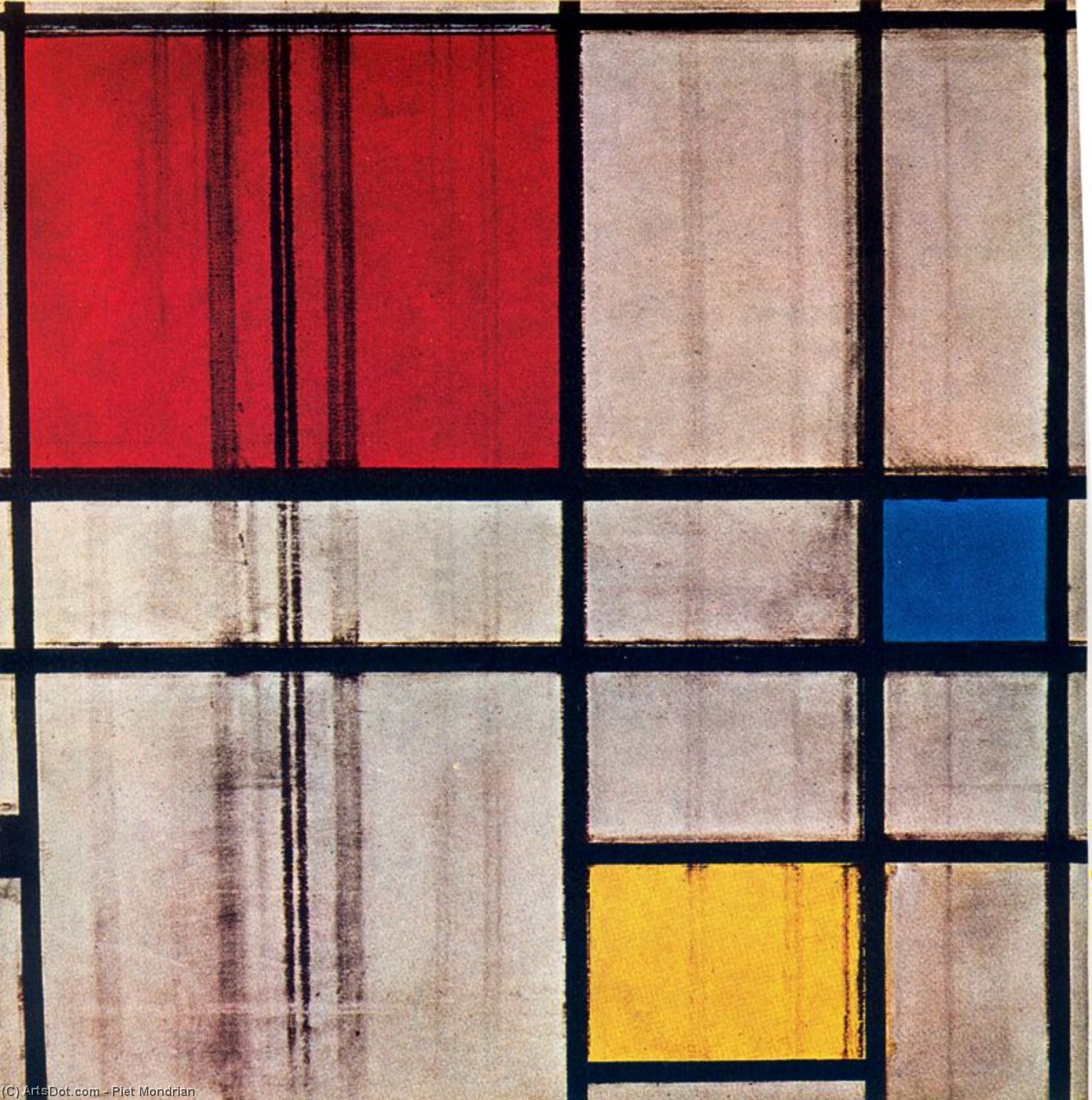 WikiOO.org - Енциклопедия за изящни изкуства - Живопис, Произведения на изкуството Piet Mondrian - Unfinished Composition with red yellow and blue