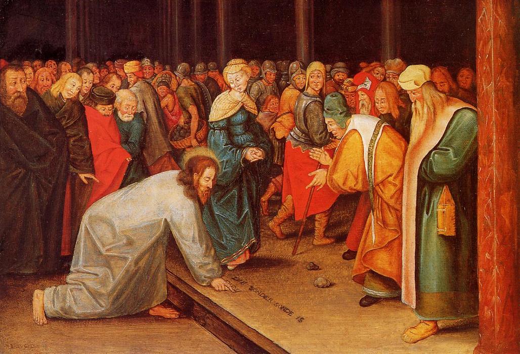 WikiOO.org - Enciclopédia das Belas Artes - Pintura, Arte por Pieter Bruegel The Younger - Christ and the Adulteress