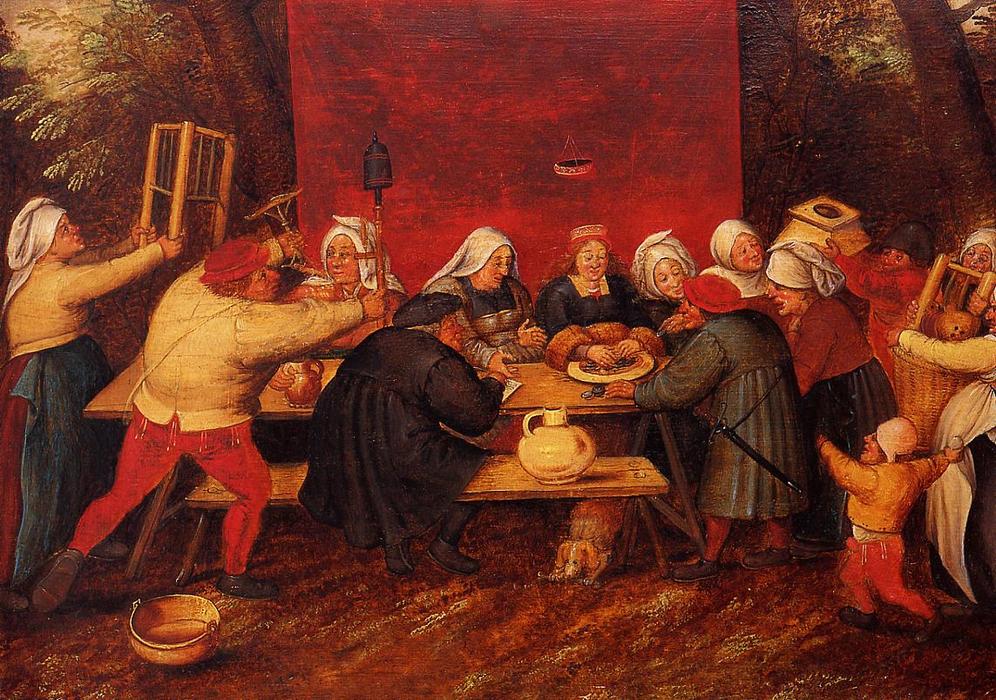 Wikioo.org - Bách khoa toàn thư về mỹ thuật - Vẽ tranh, Tác phẩm nghệ thuật Pieter Bruegel The Younger - Giving Presents at a Wedding