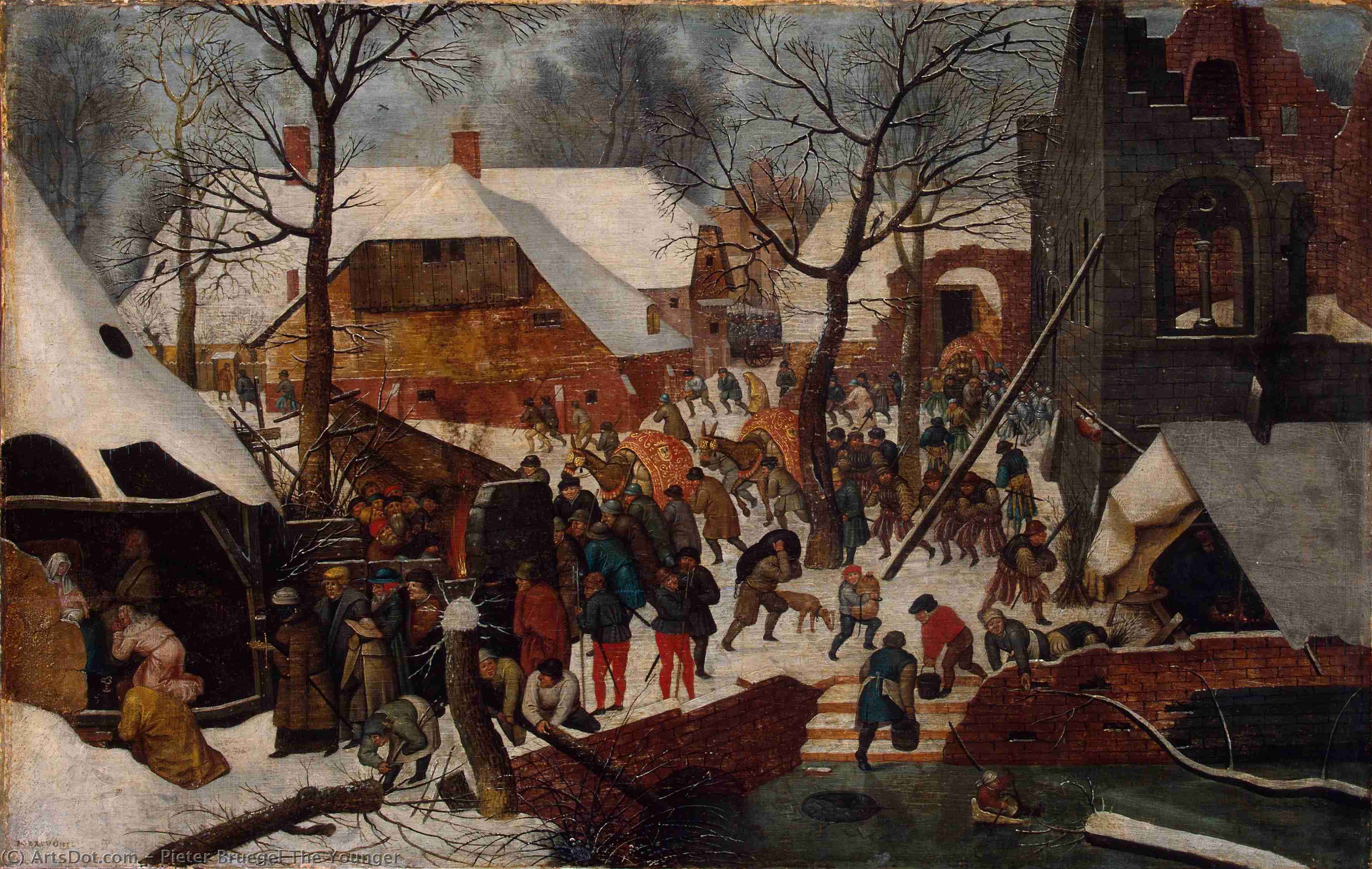 Wikioo.org - สารานุกรมวิจิตรศิลป์ - จิตรกรรม Pieter Bruegel The Younger - The Adoration of the Magi in the Snow