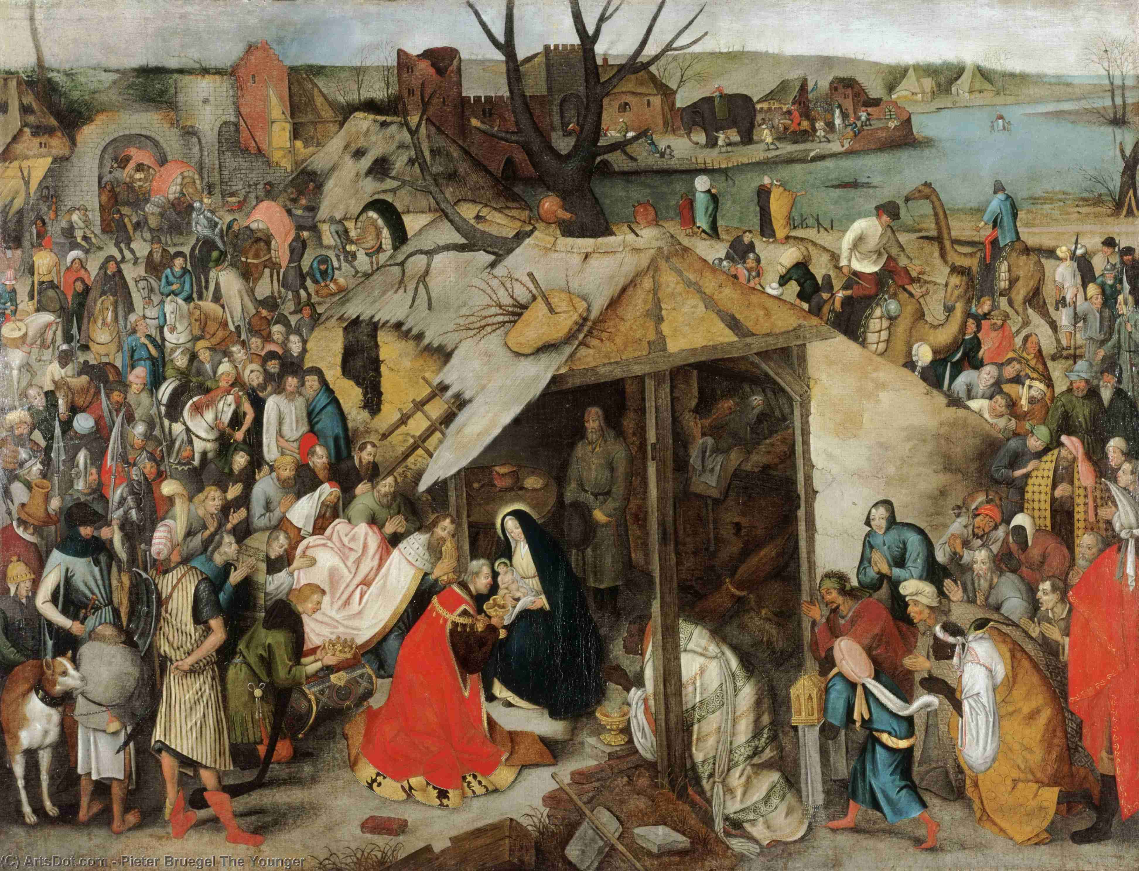 WikiOO.org - 백과 사전 - 회화, 삽화 Pieter Bruegel The Younger - The Adoration of the Magi