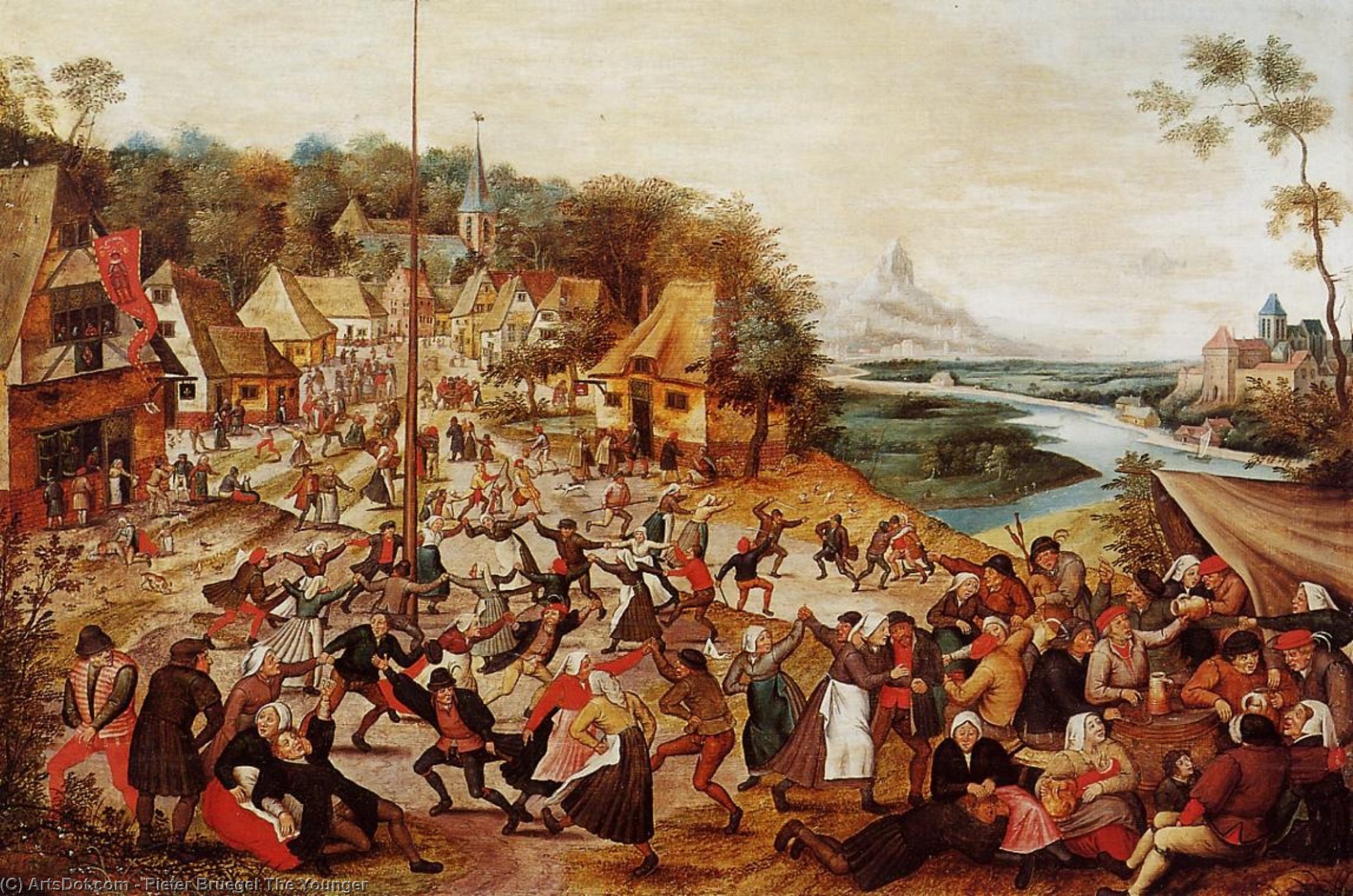Wikioo.org - The Encyclopedia of Fine Arts - Painting, Artwork by Pieter Bruegel The Younger - The Dance around the May Pole