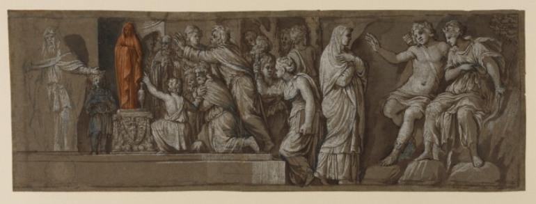 Wikioo.org - The Encyclopedia of Fine Arts - Painting, Artwork by Pietro Da Cortona - Copy after Polidoro da Caravaggio's frieze on the facade of Palazzo Melisi, Rome