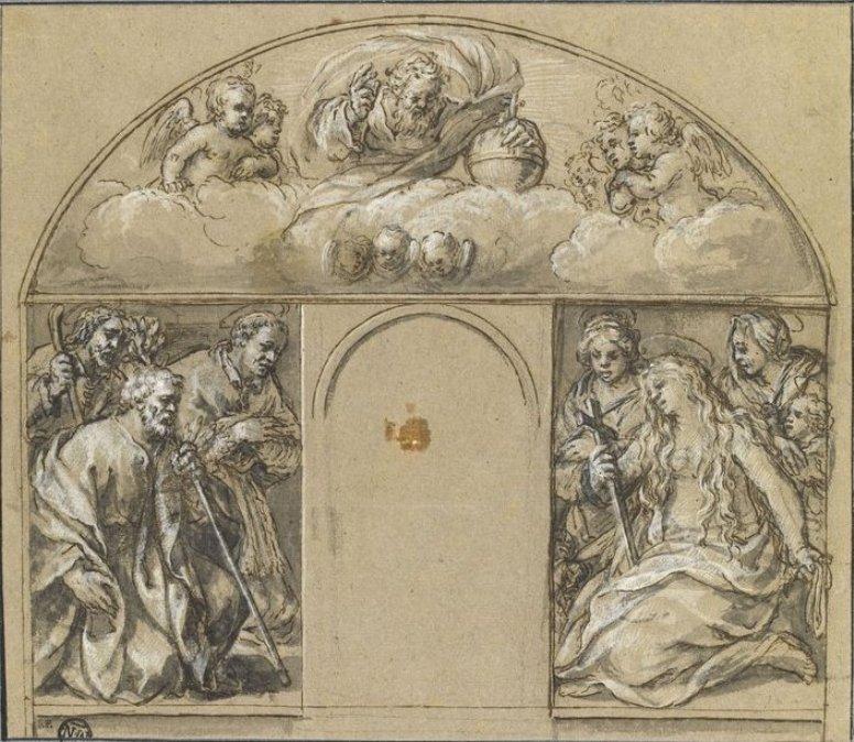 Wikioo.org - สารานุกรมวิจิตรศิลป์ - จิตรกรรม Pietro Da Cortona - God the Father and seven saints