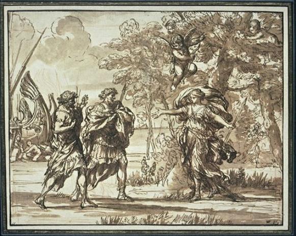 Wikioo.org – La Enciclopedia de las Bellas Artes - Pintura, Obras de arte de Pietro Da Cortona - Cazadora Venus aparece a Eneas