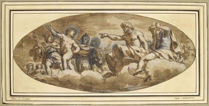Wikioo.org - สารานุกรมวิจิตรศิลป์ - จิตรกรรม Pietro Da Cortona - Jupiter chasing Apollo from the Olympus