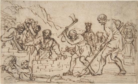 WikiOO.org - Encyclopedia of Fine Arts - Lukisan, Artwork Pietro Da Cortona - Men Digging and Constructing a Wall